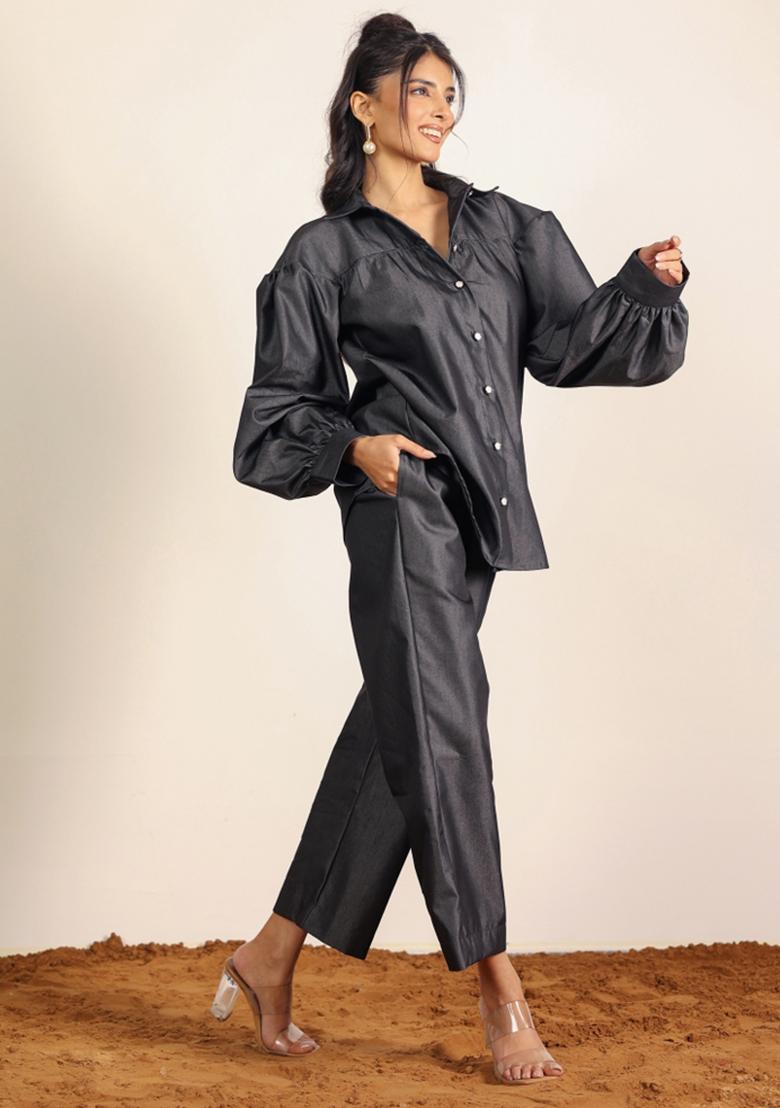 Black Printed  Cotton Co Ord Set