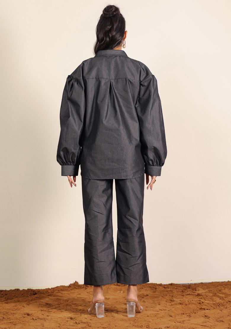 Black Printed  Cotton Co Ord Set