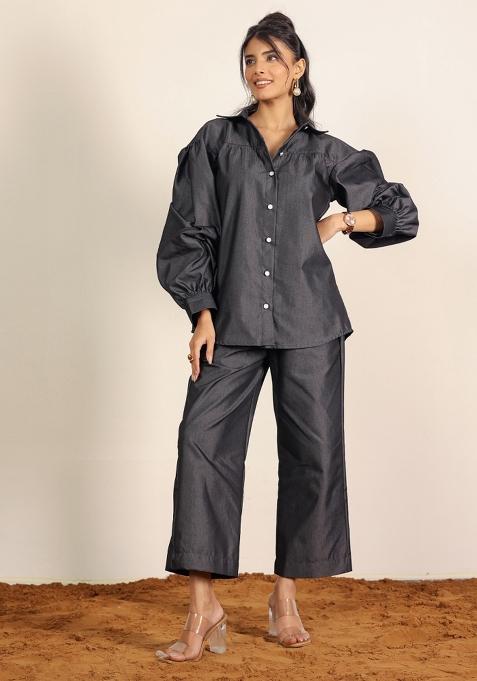 Black Printed  Cotton Co Ord Set