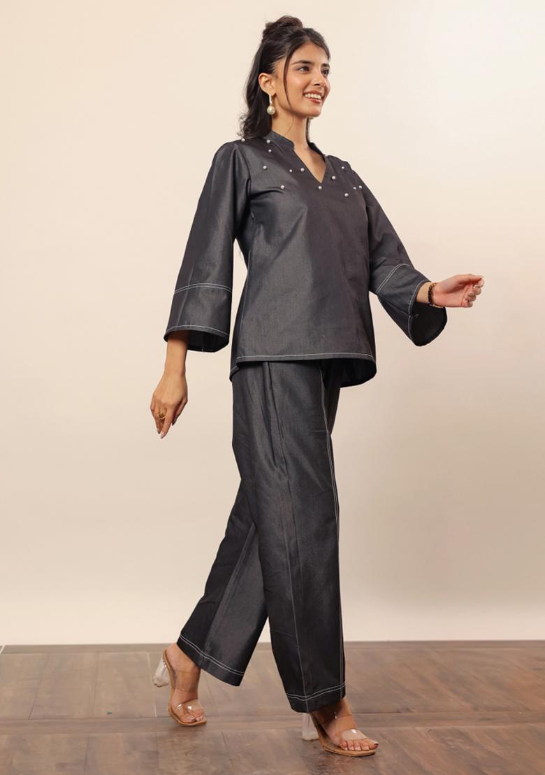 Black Printed  Cotton Co Ord Set