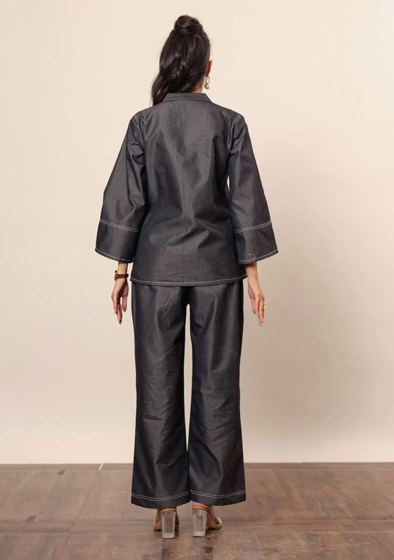 Black Printed  Cotton Co Ord Set - Indya