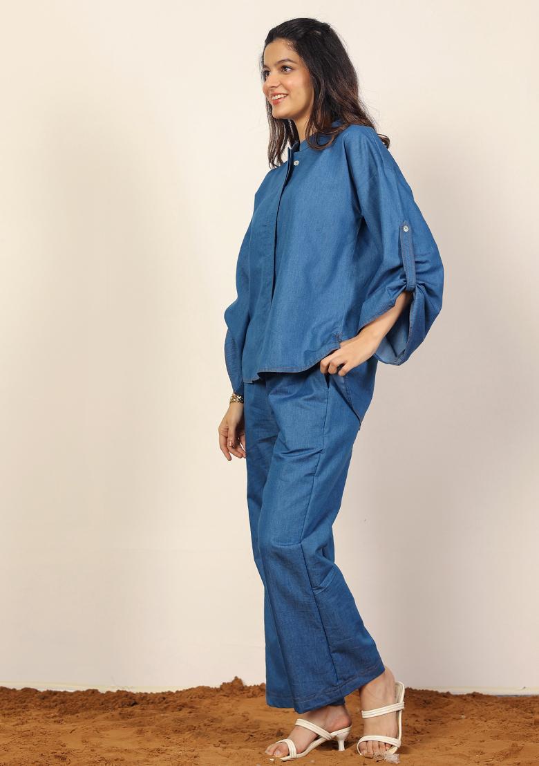 Blue Printed  Cotton Co Ord Set