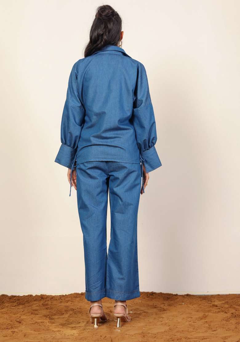 Blue Printed  Cotton Co Ord Set - Indya