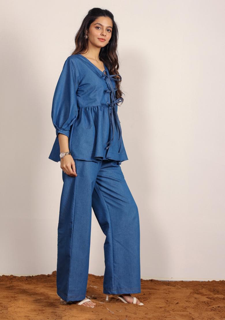 Blue Printed  Cotton Co Ord Set