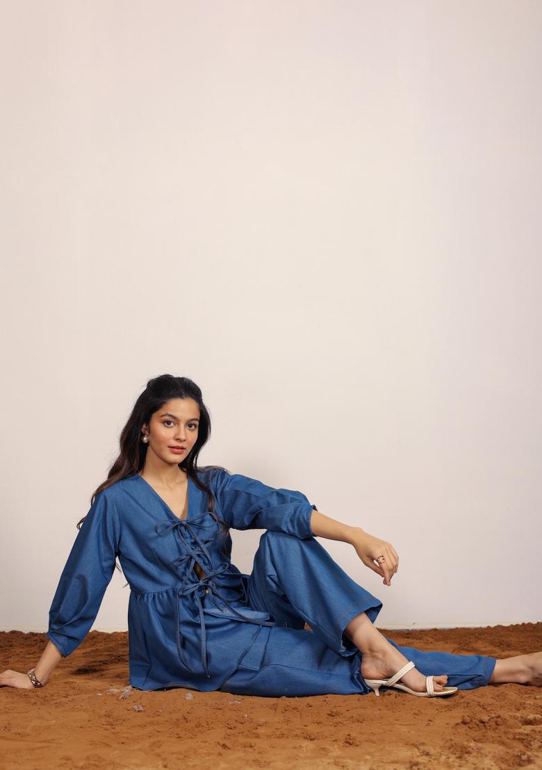 Blue Printed  Cotton Co Ord Set