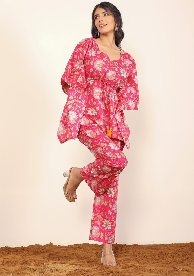 Pink And Multi Printed  Cotton Co Ord Set