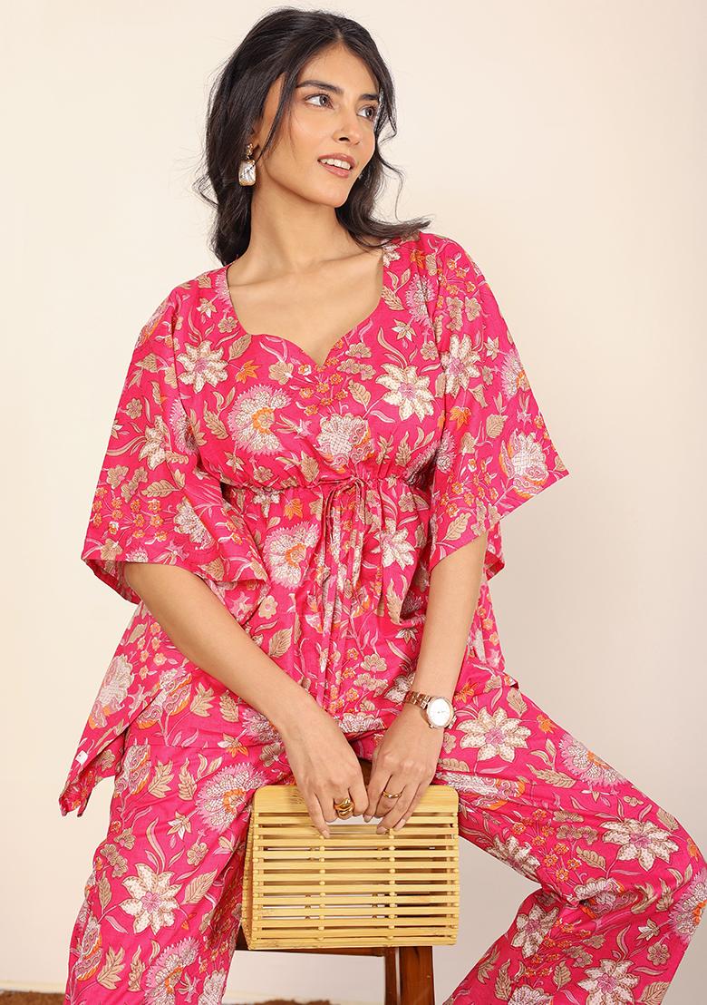 Pink And Multi Printed  Cotton Co Ord Set