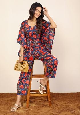 Blue And Pink Printed  Cotton Co Ord Set