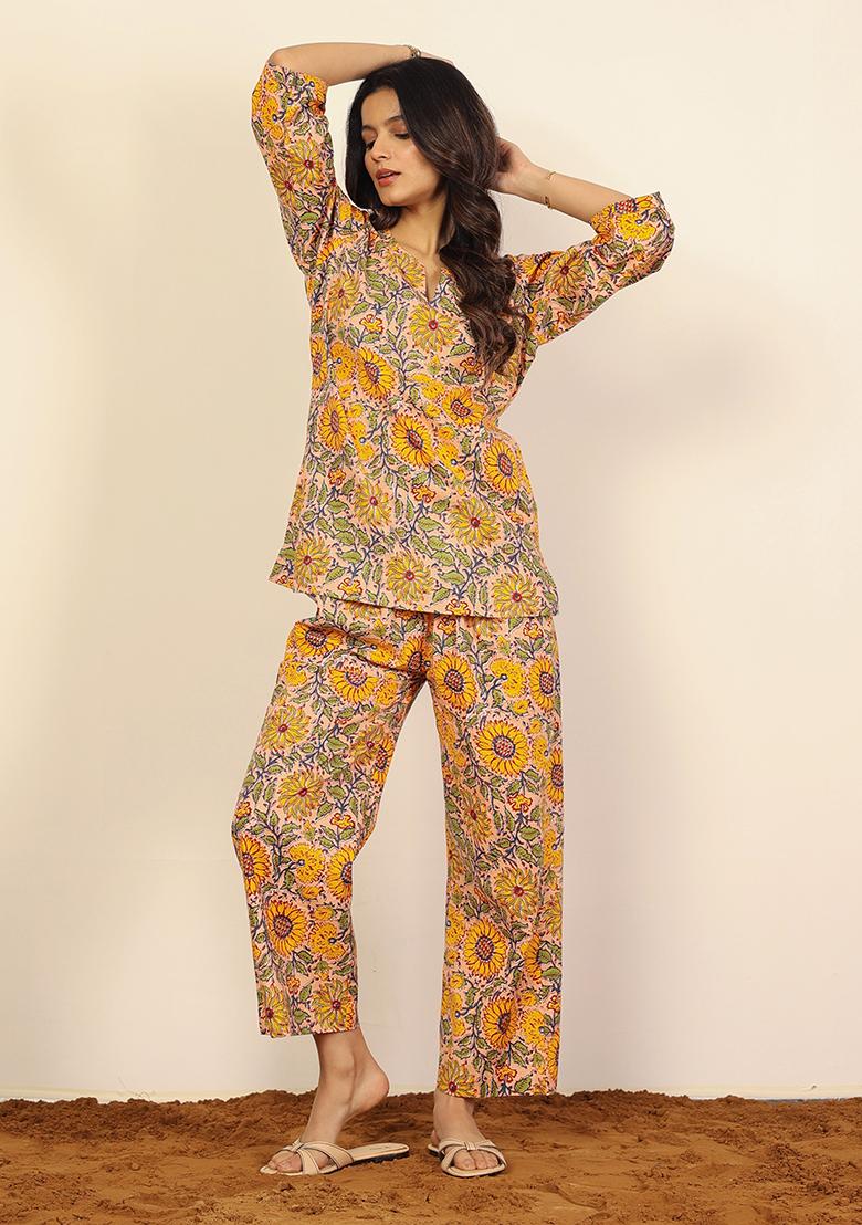 Multi Color Printed  Cotton Co Ord Set