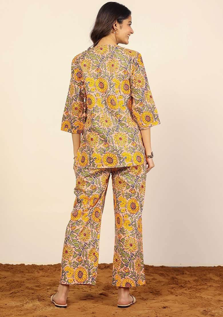 Multi Color Printed  Cotton Co Ord Set - Indya
