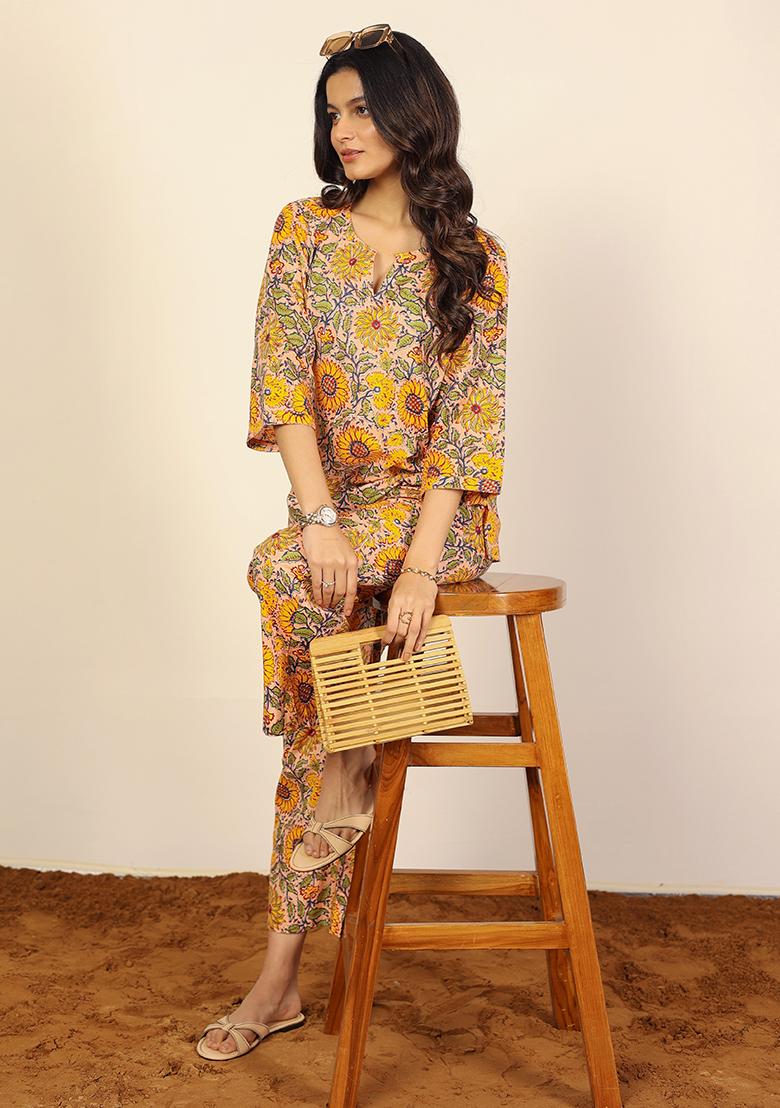 Multi Color Printed  Cotton Co Ord Set