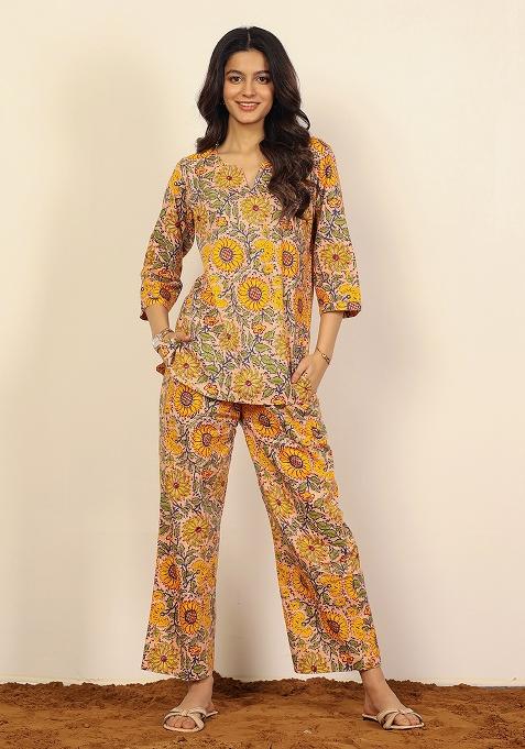Multi Color Printed  Cotton Co Ord Set