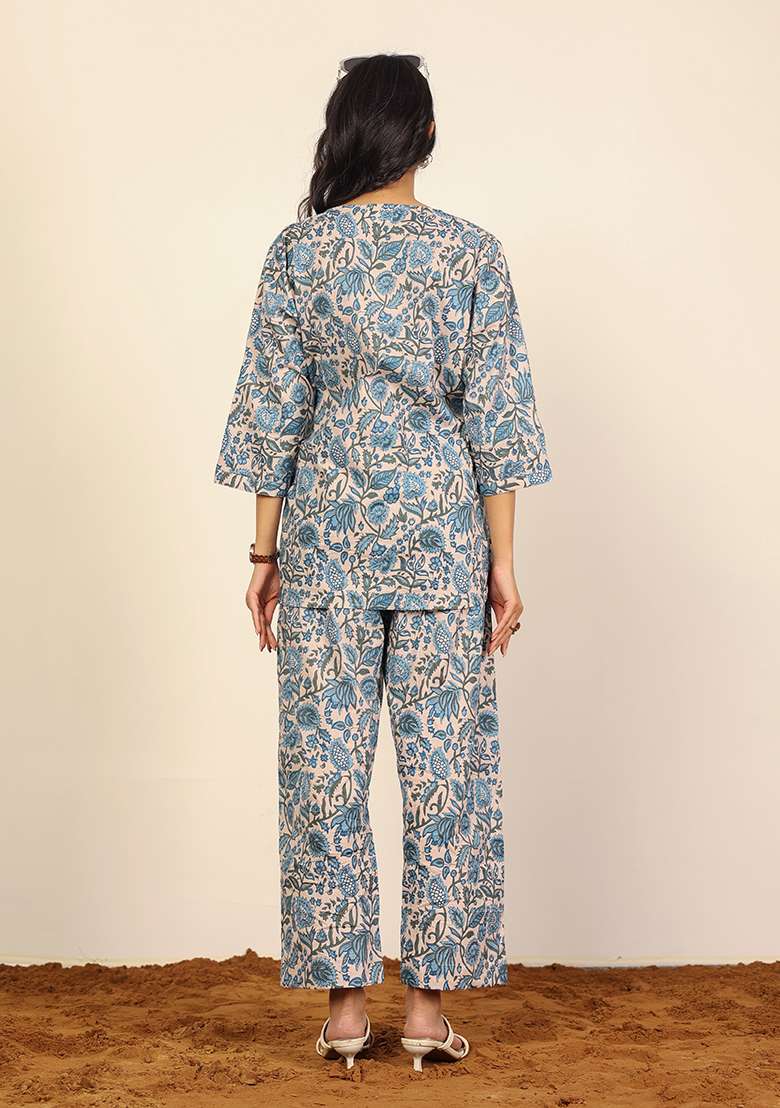 Multi Printed  Cotton Co Ord Set - Indya