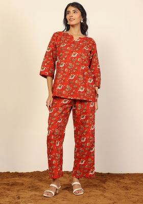 Multi Color Printed  Cotton Co Ord Set