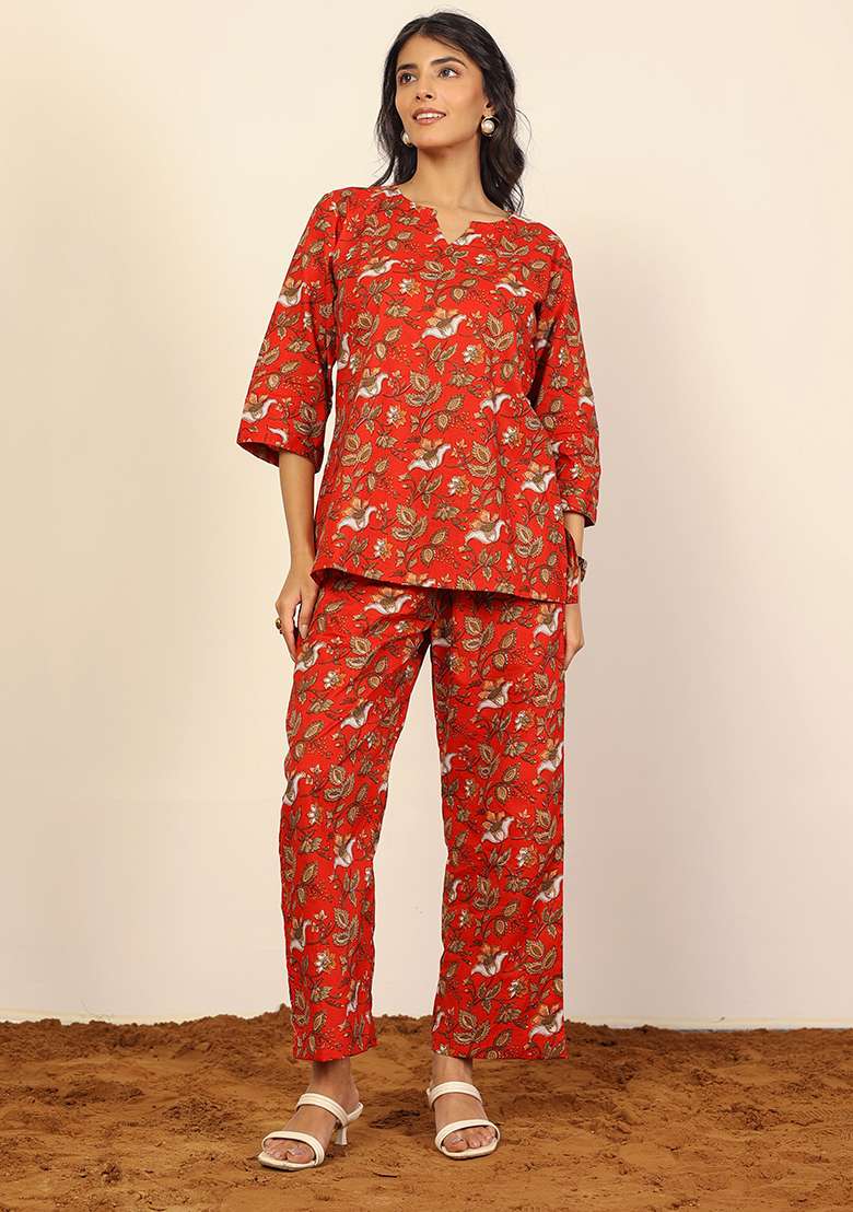 Multi Color Printed  Cotton Co Ord Set - Indya