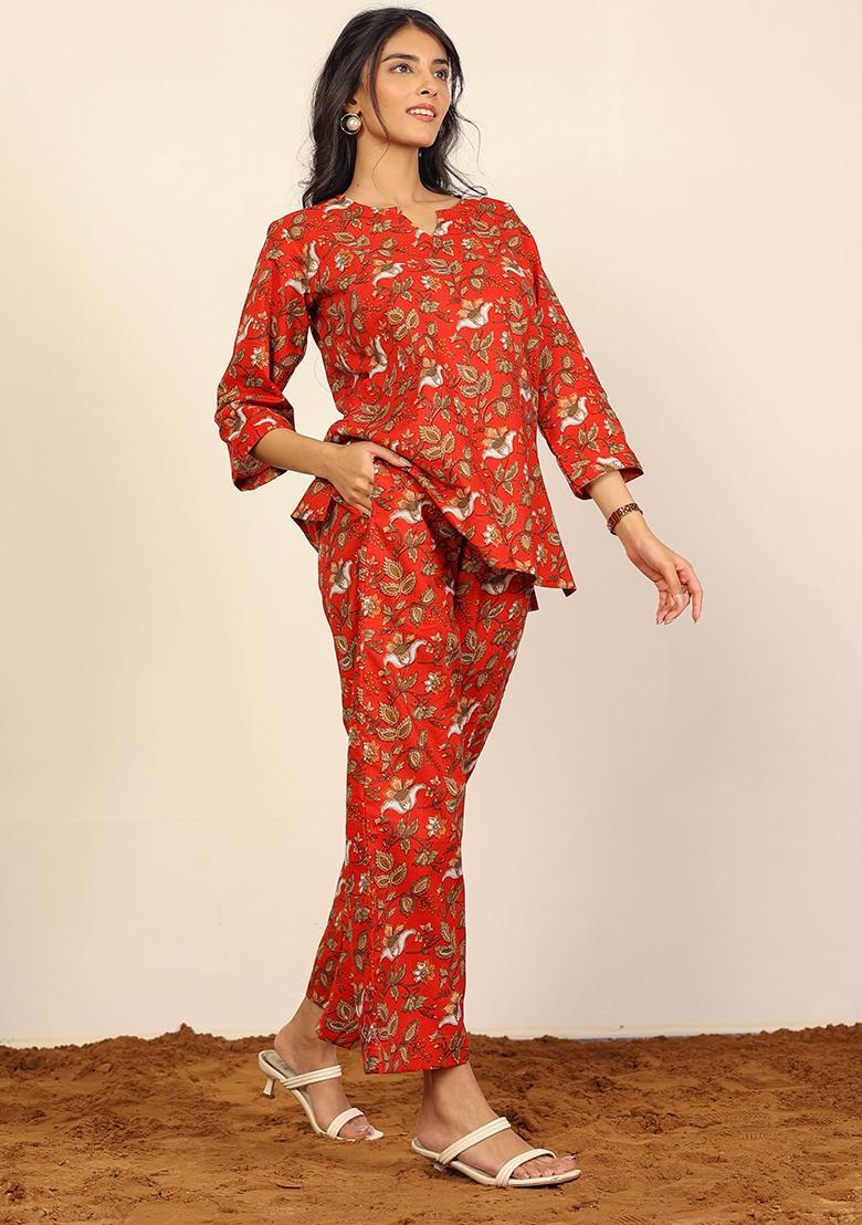 Multi Color Printed  Cotton Co Ord Set