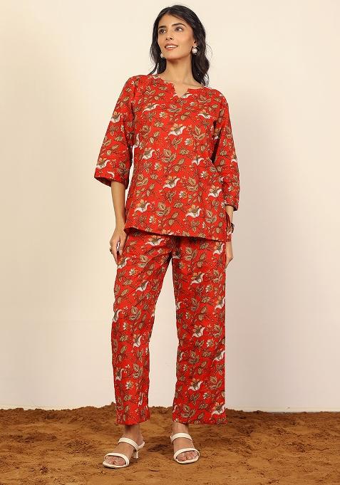 Multi Color Printed  Cotton Co Ord Set