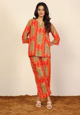 Multi Color Printed  Cotton Co Ord Set