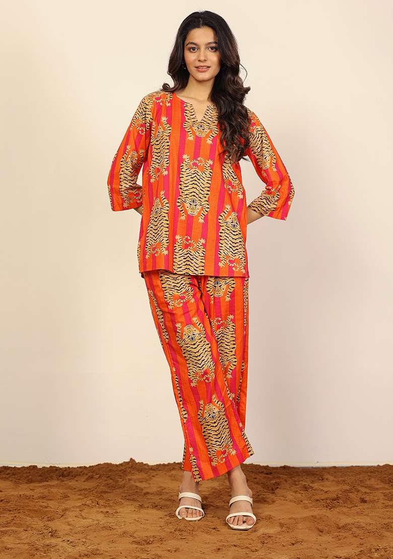 Multi Color Printed  Cotton Co Ord Set - Indya