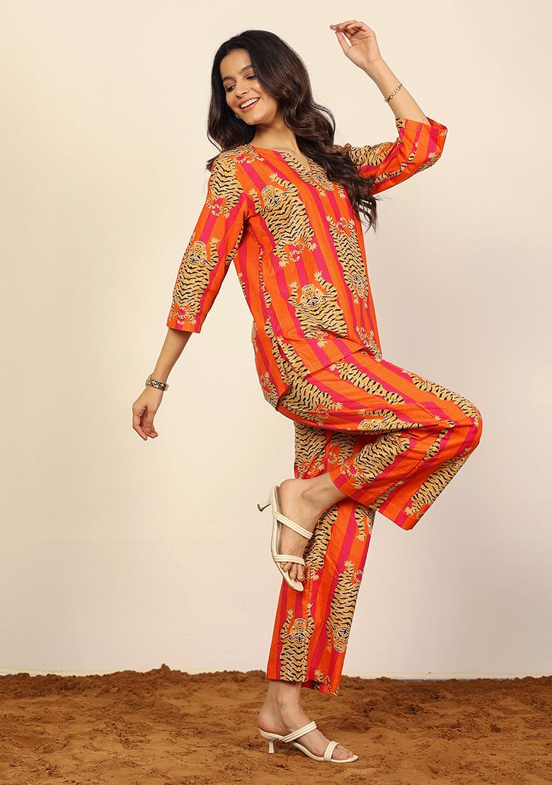 Multi Color Printed  Cotton Co Ord Set