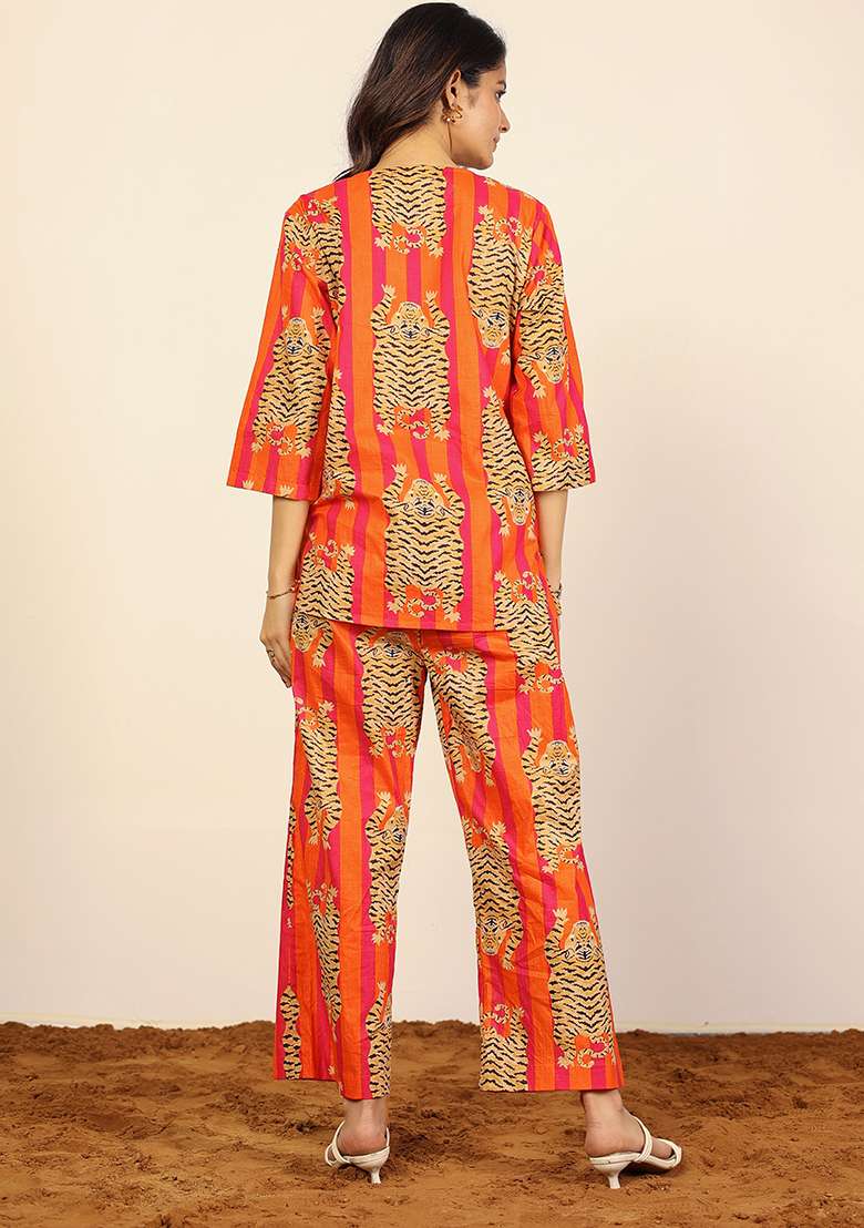 Multi Color Printed  Cotton Co Ord Set - Indya