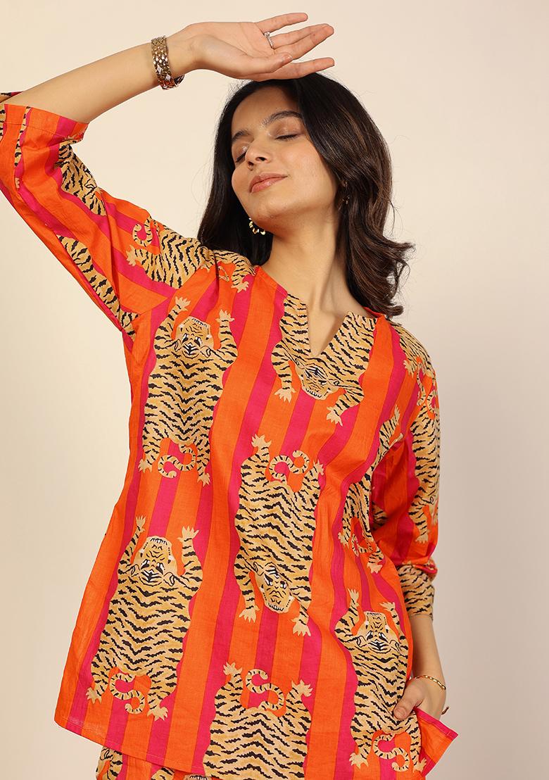 Multi Color Printed  Cotton Co Ord Set