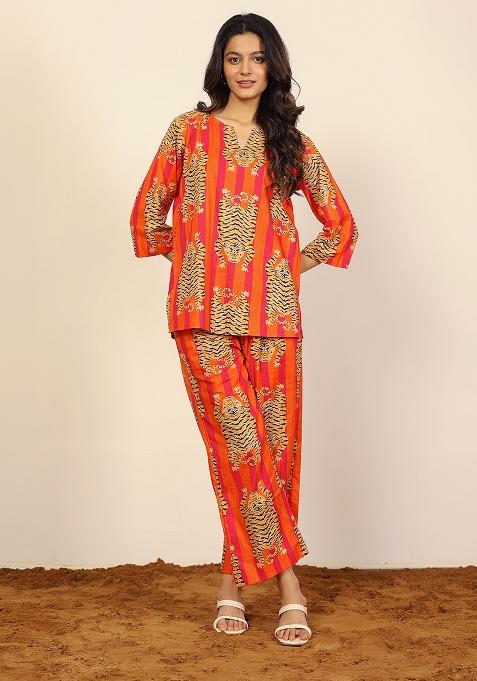 Multi Color Printed  Cotton Co Ord Set