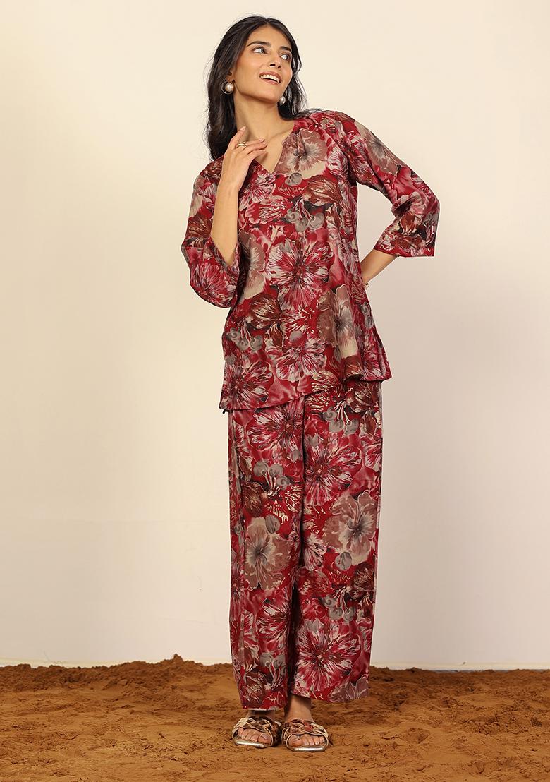 Pink And Multi Printed  Cotton Co Ord Set