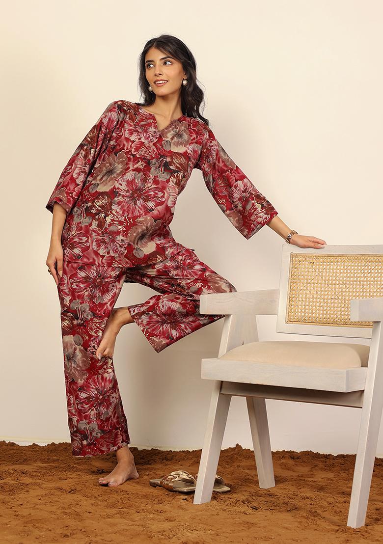 Pink And Multi Printed  Cotton Co Ord Set