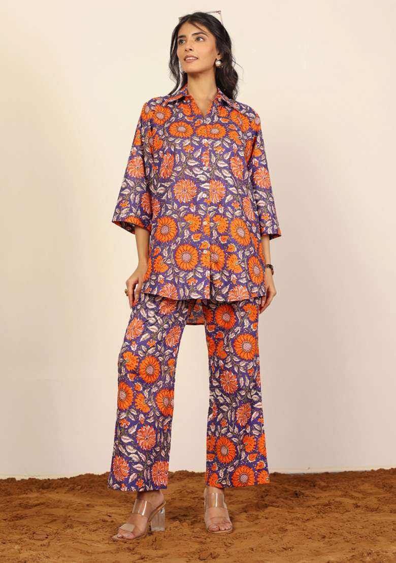 Multi Color Printed  Cotton Co Ord Set - Indya