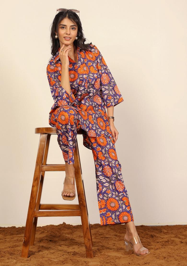 Multi Color Printed  Cotton Co Ord Set