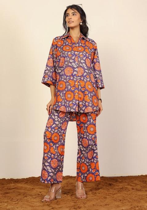 Multi Color Printed  Cotton Co Ord Set