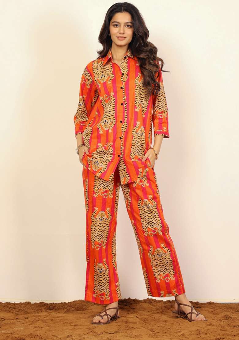 Multi Color Printed  Cotton Co Ord Set - Indya