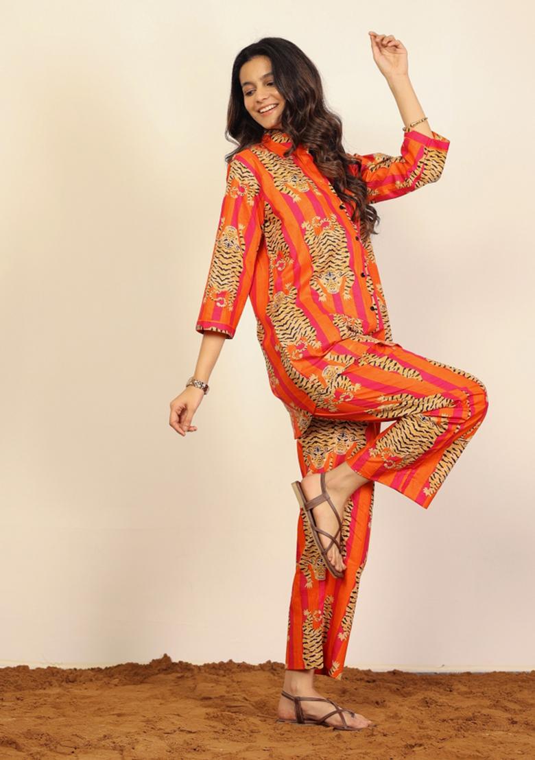 Multi Color Printed  Cotton Co Ord Set