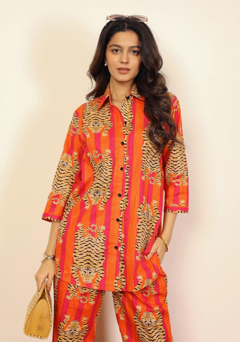 Multi Color Printed  Cotton Co Ord Set