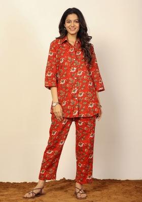 Multi Color Printed  Cotton Co Ord Set