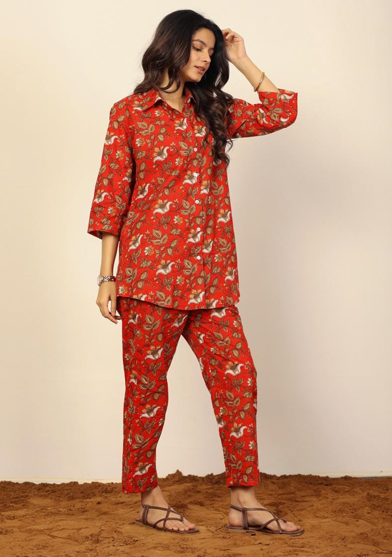 Multi Color Printed  Cotton Co Ord Set