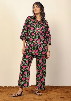 Black And Multi Printed  Cotton Co Ord Set