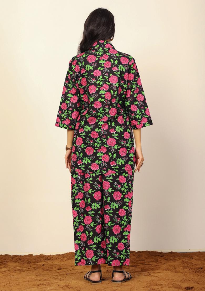 Black And Multi Printed  Cotton Co Ord Set