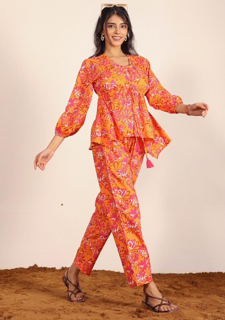 Multi Color Printed  Cotton Co Ord Set