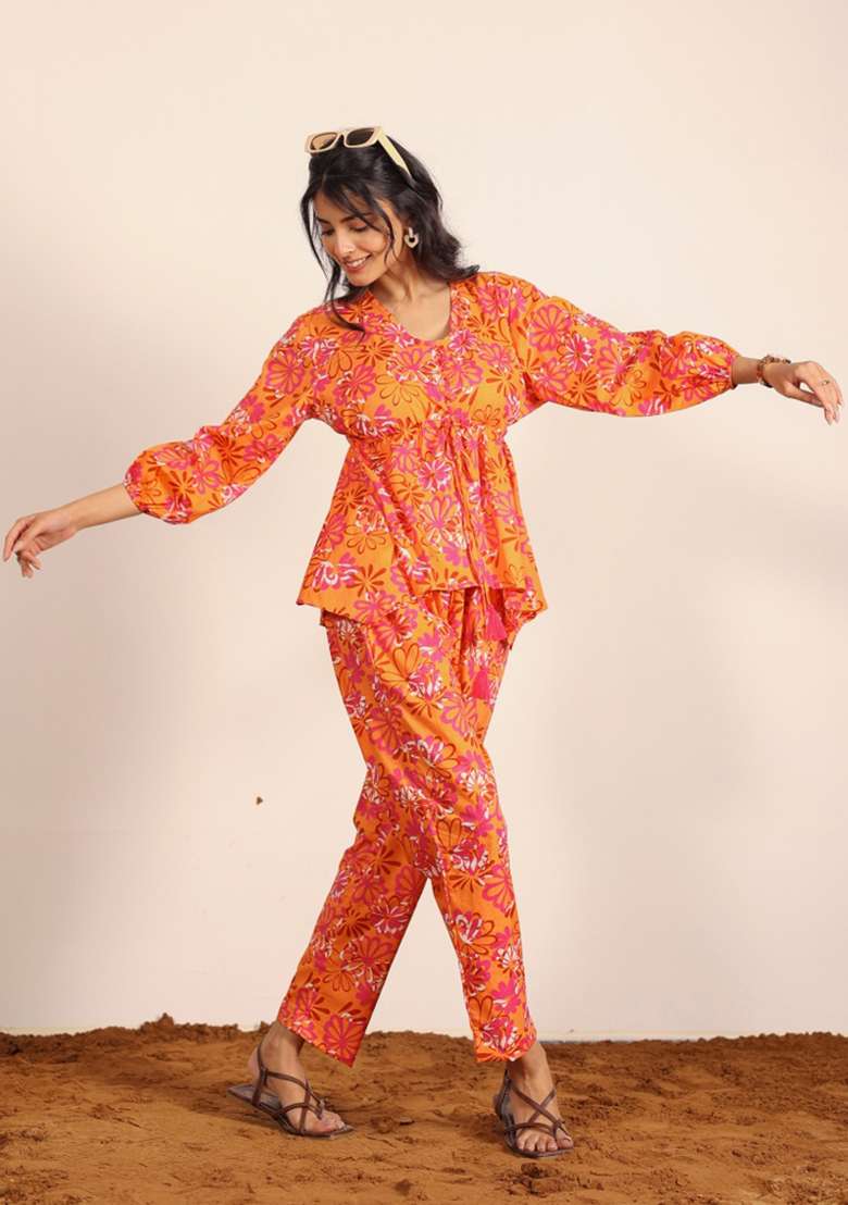 Multi Color Printed  Cotton Co Ord Set - Indya