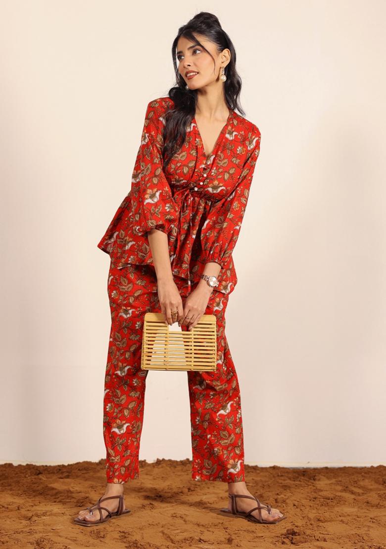 Multi Color Printed  Cotton Co Ord Set