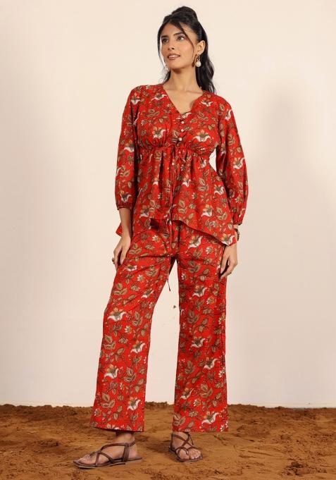 Multi Color Printed  Cotton Co Ord Set