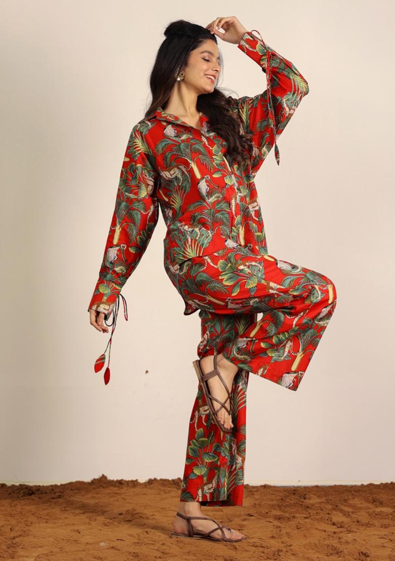 Multi Color Printed  Cotton Co Ord Set