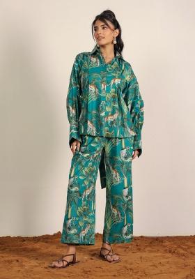 Green And Multi Printed  Cotton Co Ord Set