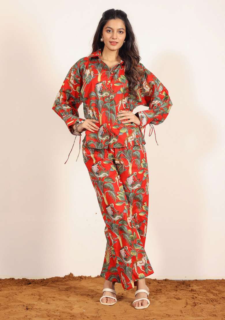 Multi Color Printed  Cotton Co Ord Set - Indya