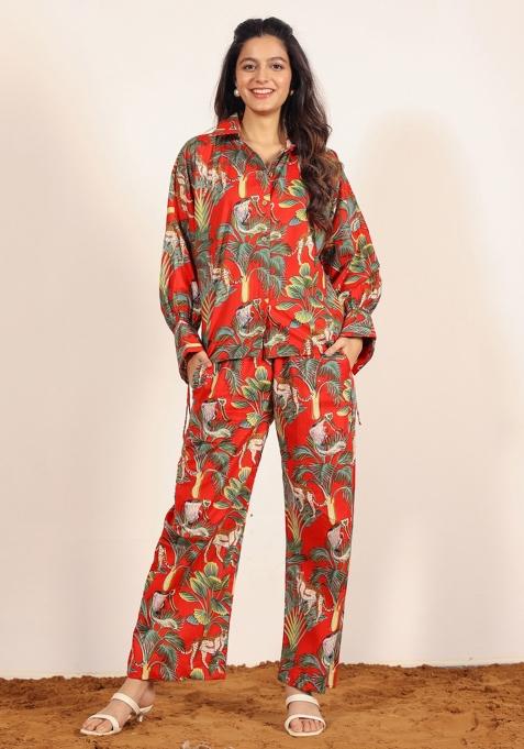 Multi Color Printed  Cotton Co Ord Set