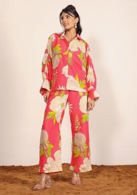 Pink And Multi Printed  Cotton Co Ord Set