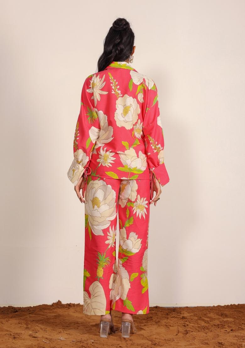 Pink And Multi Printed  Cotton Co Ord Set