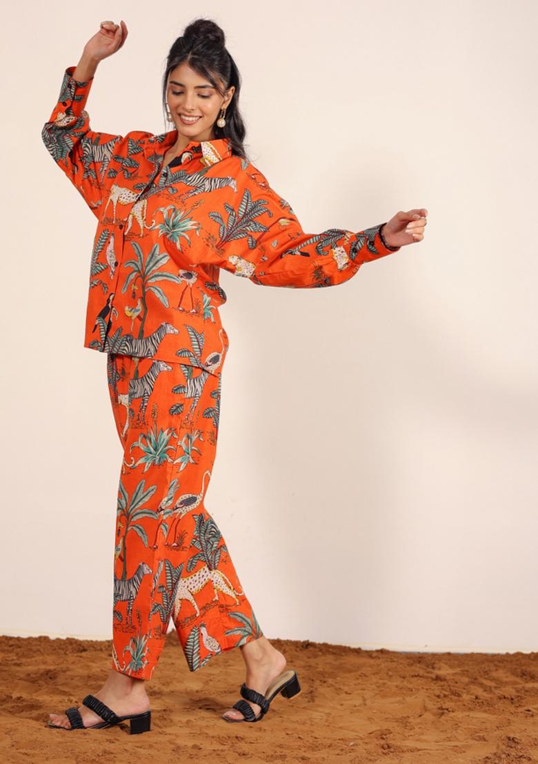 Multi Color Printed  Cotton Co Ord Set